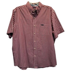 Chaps Red and White Checked Button-Down Shirt - Size XL